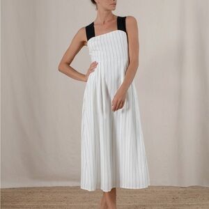 Chic White Maxi Dress with Black Straps